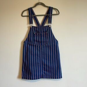 Conductor BDG Bib Overall Dress Small Blue Red Stripe Indie Minimal Denim Jean